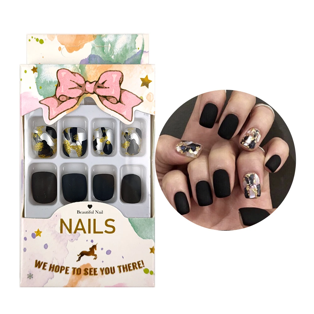 Top Ranking Nail Art Easy Use Eco-Friendly Sexy Black Artificial Nails