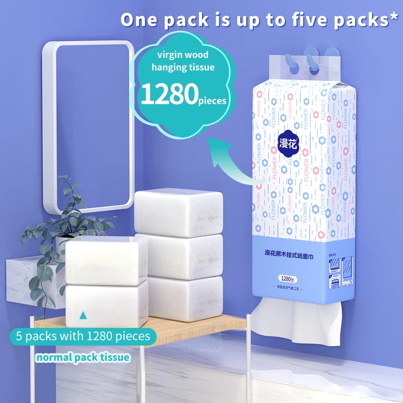 Factory top selling 4 ply hanging tissue paper 100% raw wood big size 170*156mm tissue 4D embossing four layers paper tissue