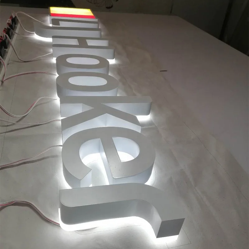 advertising Wall mounted lighted signage LED acrylic signsboards 3D backlit letters signs white metal backlit letter