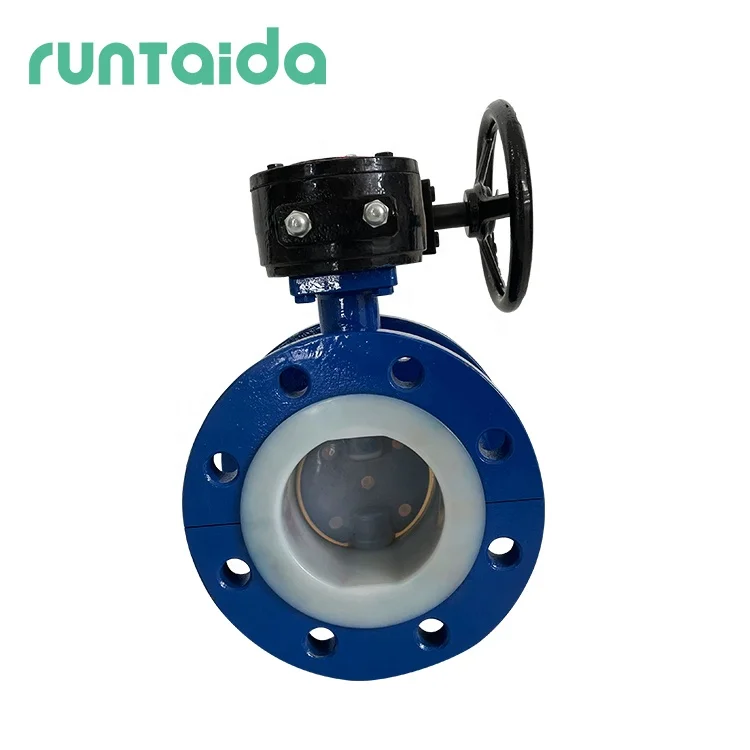 stainless steel 304 disc manual type semi lined PTFE butterfly valve