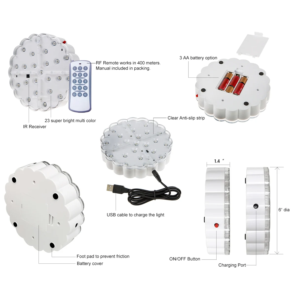 China wholesale New product hot Wedding Supplies 6 inch RF remote controlled table centerpieces led base light for Events