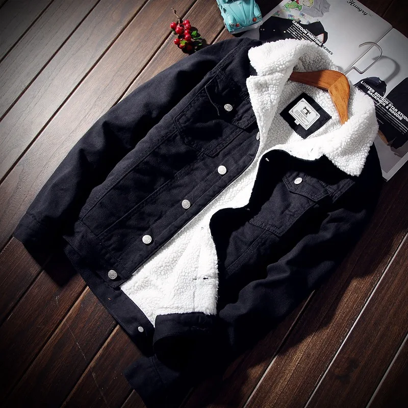 Модная зимняя мужская куртка Demin Velvet из овечьей шерсти мужское пальто 2021 толстые джинсовая куртки большого