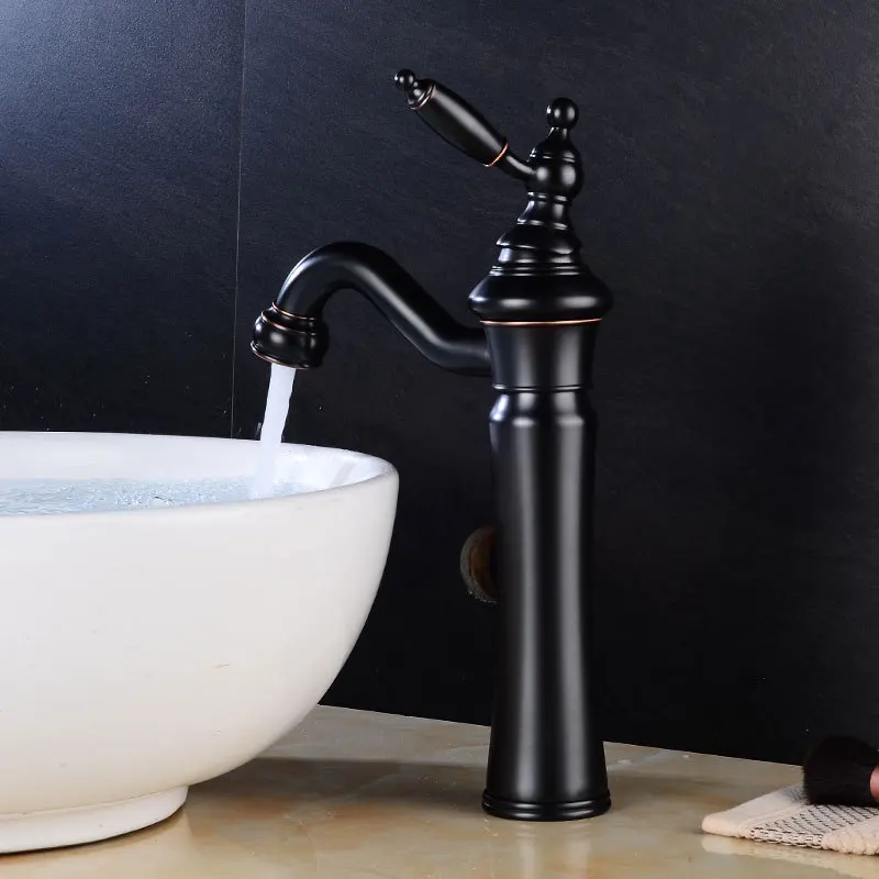 Brass Black European Style Basin Faucet Rotating Bathroom Faucet Hot And Cold Water Faucet B1612