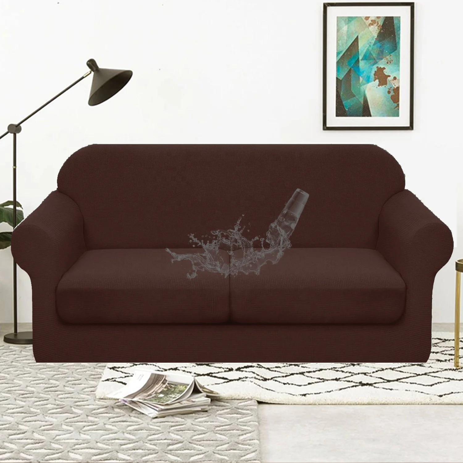 Hot Sale 4 Pieces Elastic Jacquard stretch sofa cover 3 seats 3 Seaters Sofa sofar cover for sofa couch waterproof slipcover