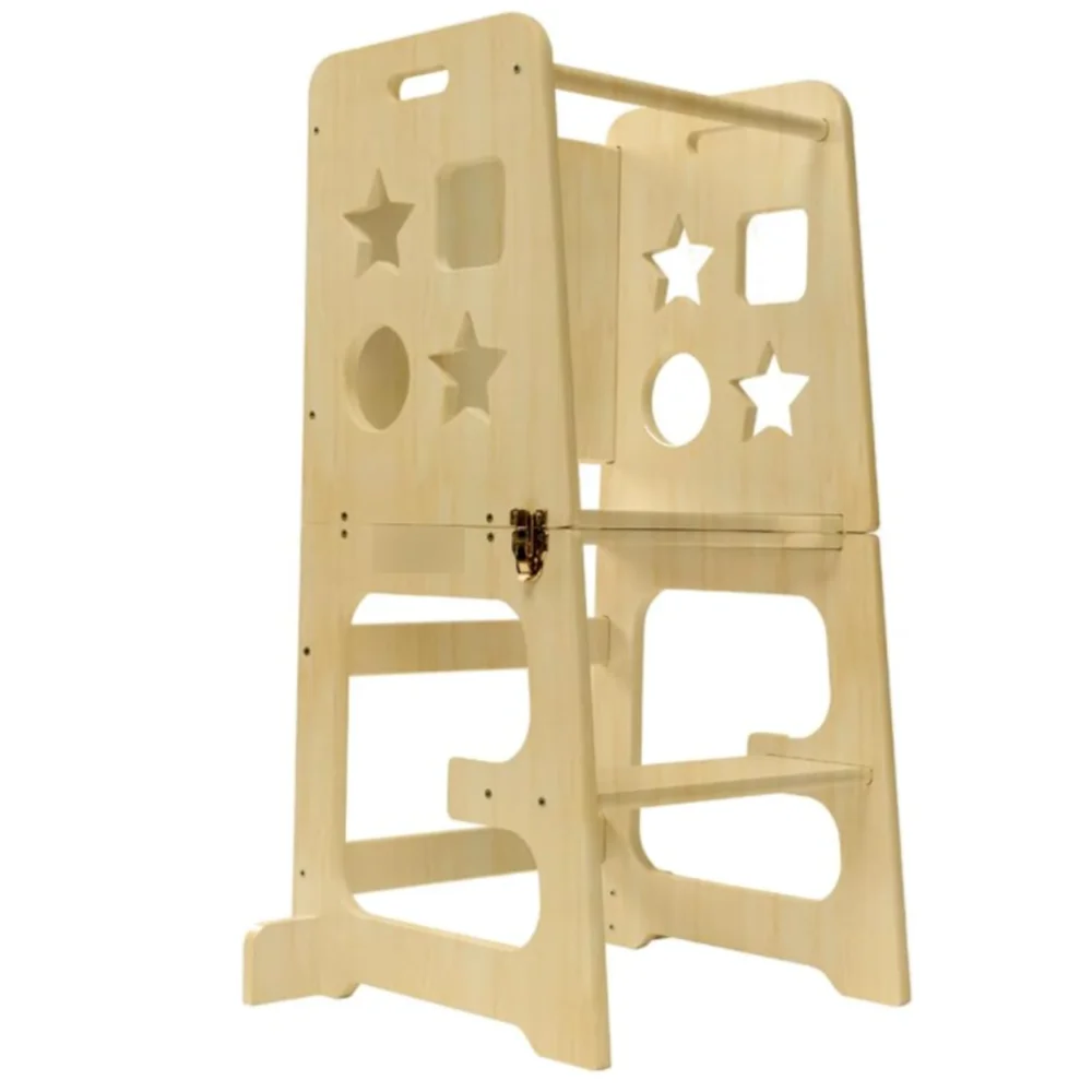 Montessori Toddlers Kids Kitchen Natural Solid Wood High Quality Kids Wood Step Stool