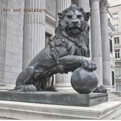 Factory Customized Large Street Decorative Bronze Artwork Lion Brass Sculpture Animal Statue Casting Brass Animals Bronze Lion