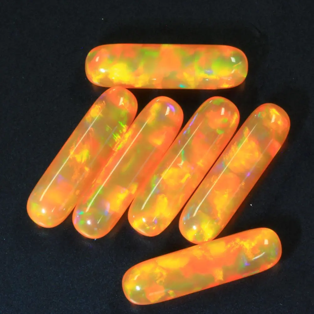 Orange Created Opal Columns Heat Resistant Resin Free Semi-Transparent Cylinders Galaxy Opal Compatible with COE33 Glass