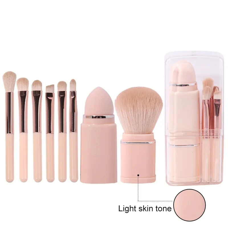 Square Makeup Brush 8-in-1 Mini Portable Retractable Blush Brush Eyeshadow Refresh Hand Makeup Set