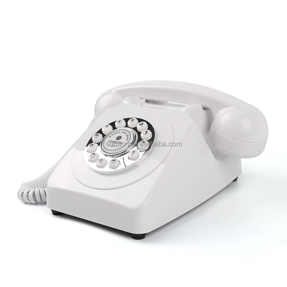 High Quality Old Fashion White Retro Antique Style Fixed Corded Telephones Wireless Phone with Dial Screen