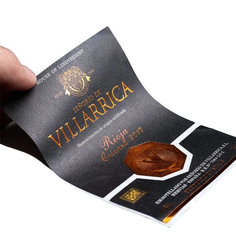 Printing factory custom label transparent logo metal hot gold sealing sticker custom self-adhesive label bottle sticker