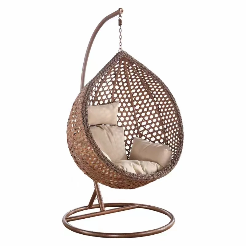 New patio hanging PE rattan with stand wicker egg swing chair kid adult indoor outdoor hammock swing garden furniture