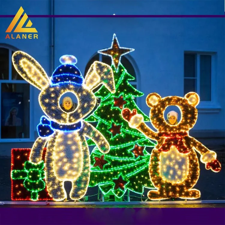 photo frame Shopping Mall Christmas Decoration Motif Light Holiday street Decoration bear Lights