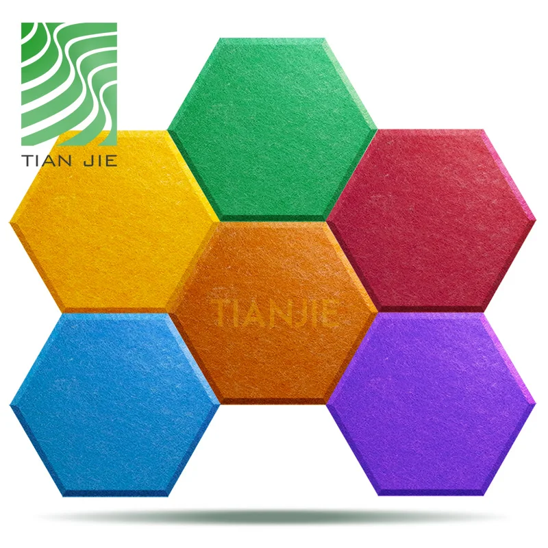 Hexagon pet decorated acoustic panel sound absorption