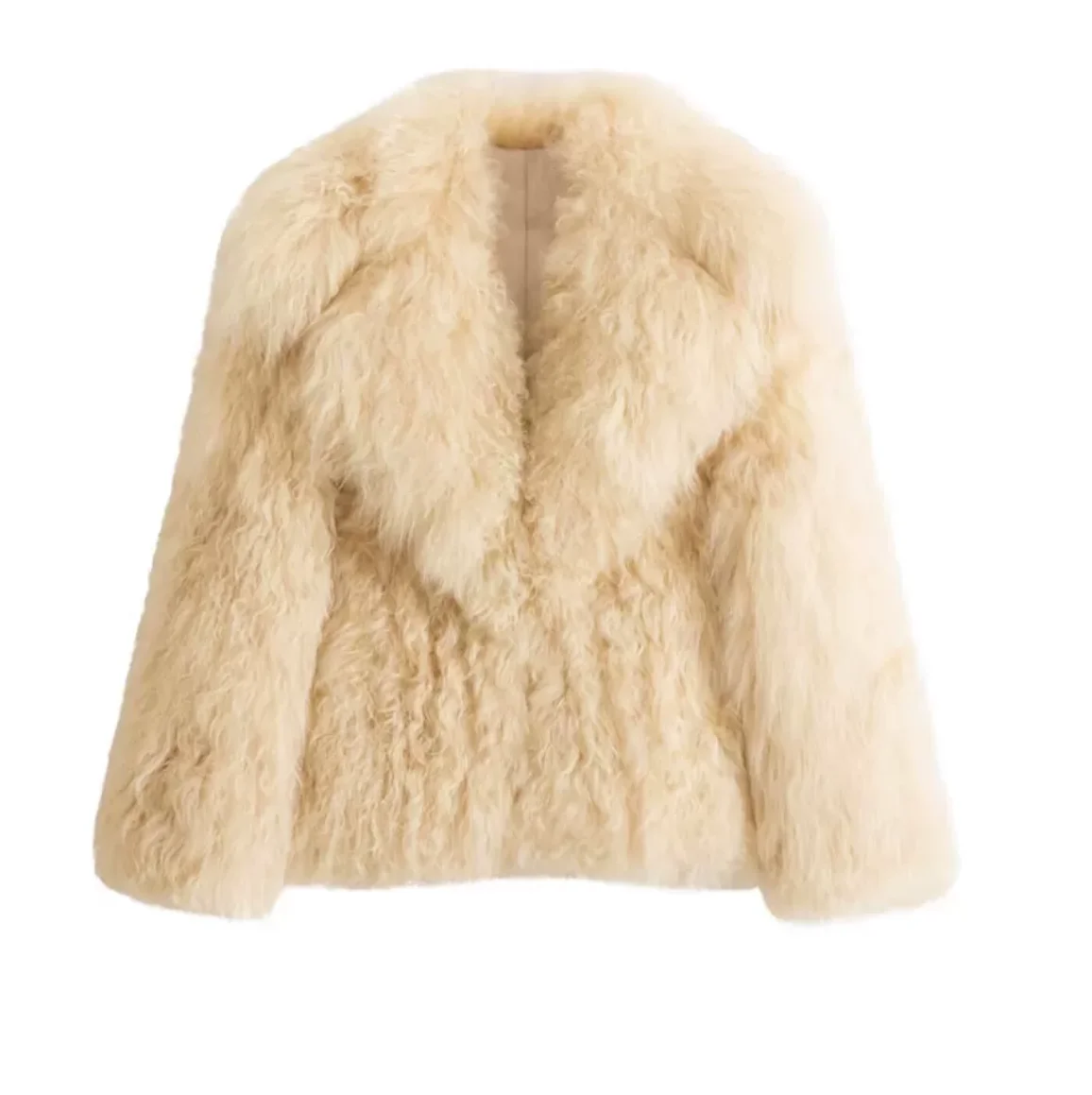 CX-G-A-285 Hot Sell Fashion 90cm Length Real Sheep Fur Winter Jacket Women Mongolian Lamb Fur Coat