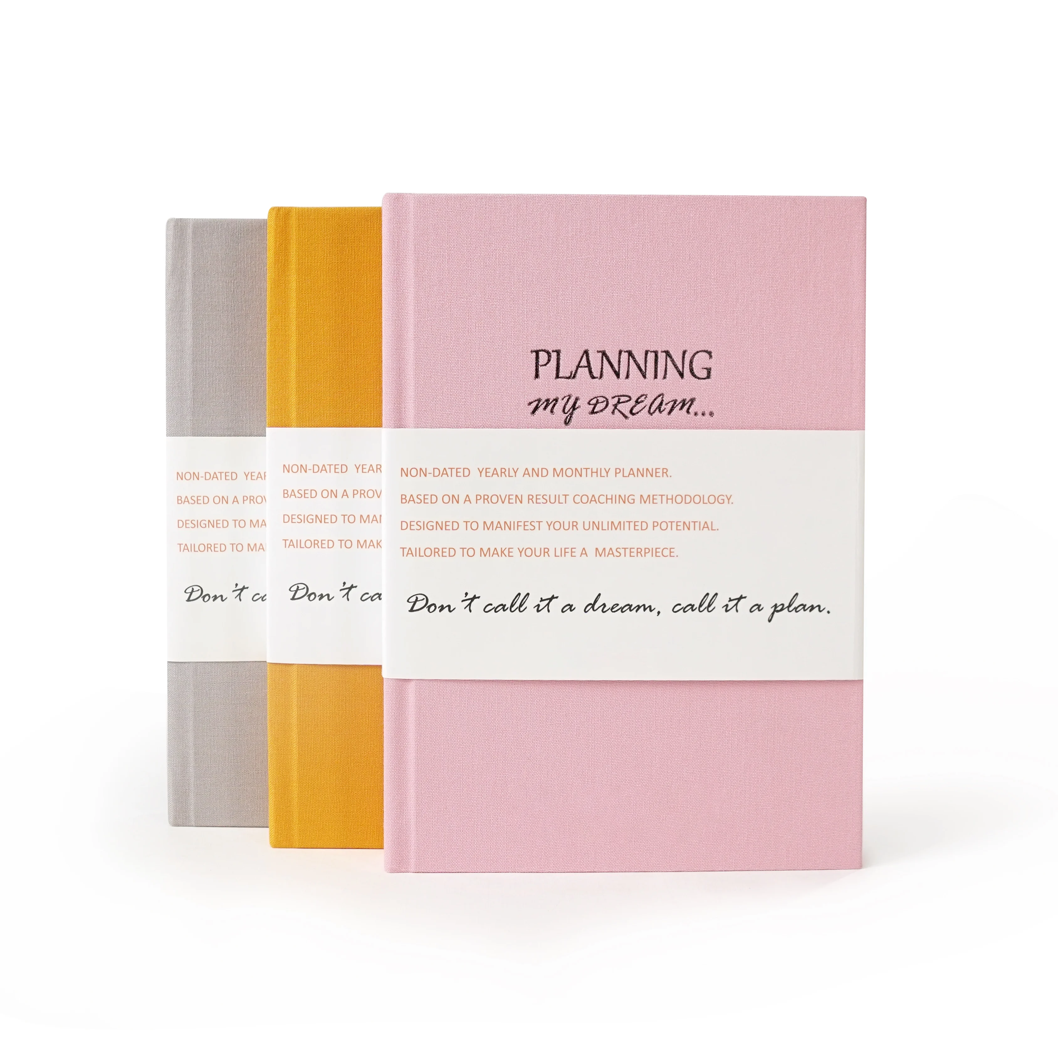 2025 Custom Printing Daily Monthly Dream Planner Goal Motivational Journal Wellness Mindfulness Self Care Linen Diary Notebook