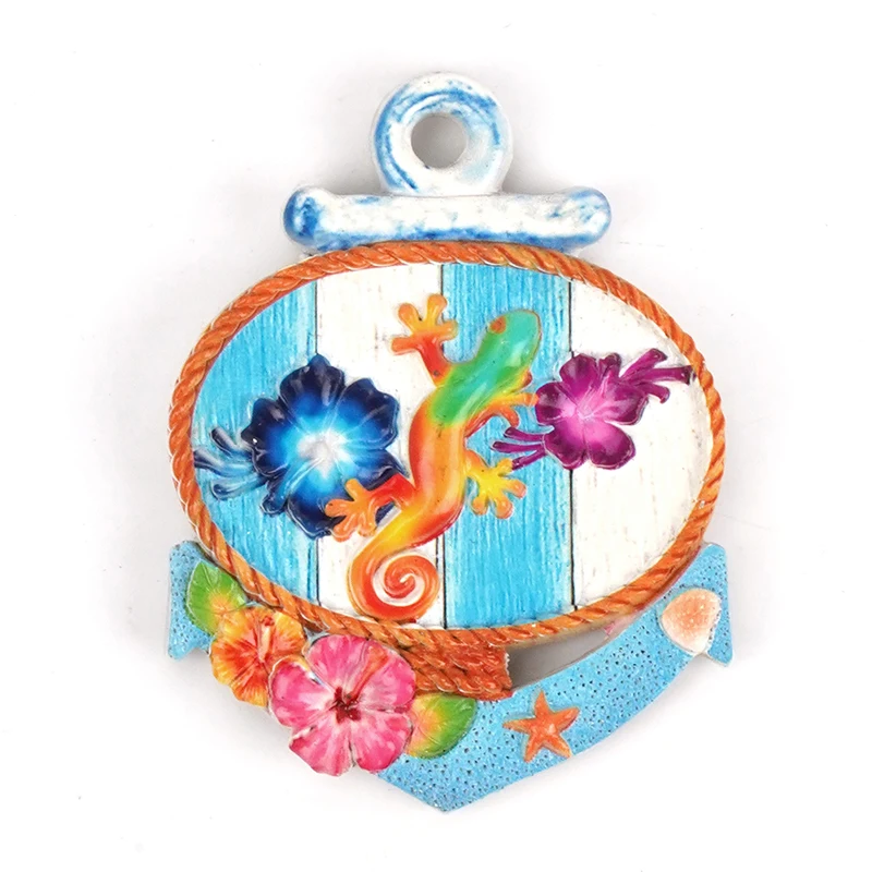 UV printed refrigerator resin landscape decoration beach tourism souvenir decoration coconut trees seagulls lizards, and turtles