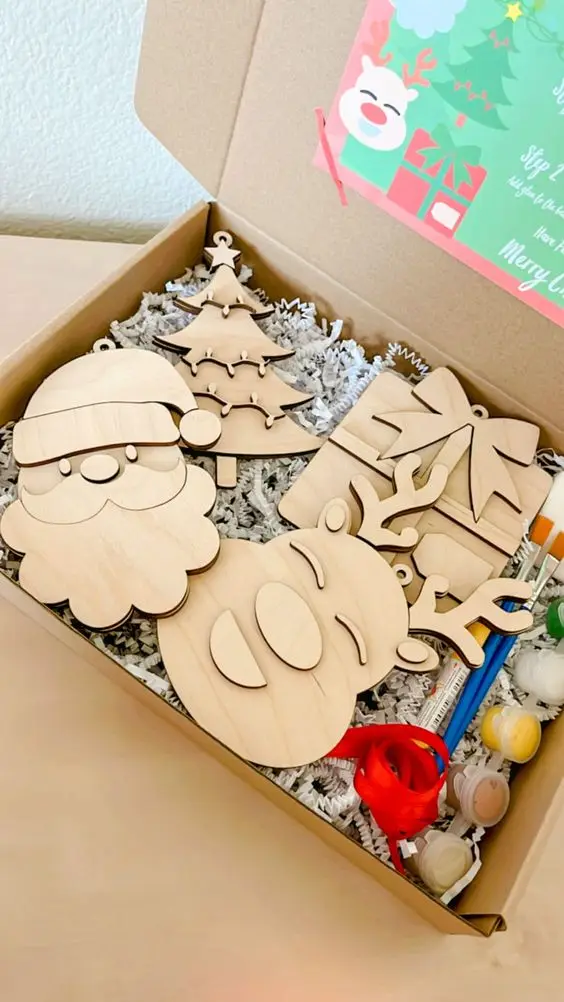 DIY Wood Paint Kit for Kids DIY  Child Christmas Paint Kit Gingerbread Art Kit DIY activity for Children