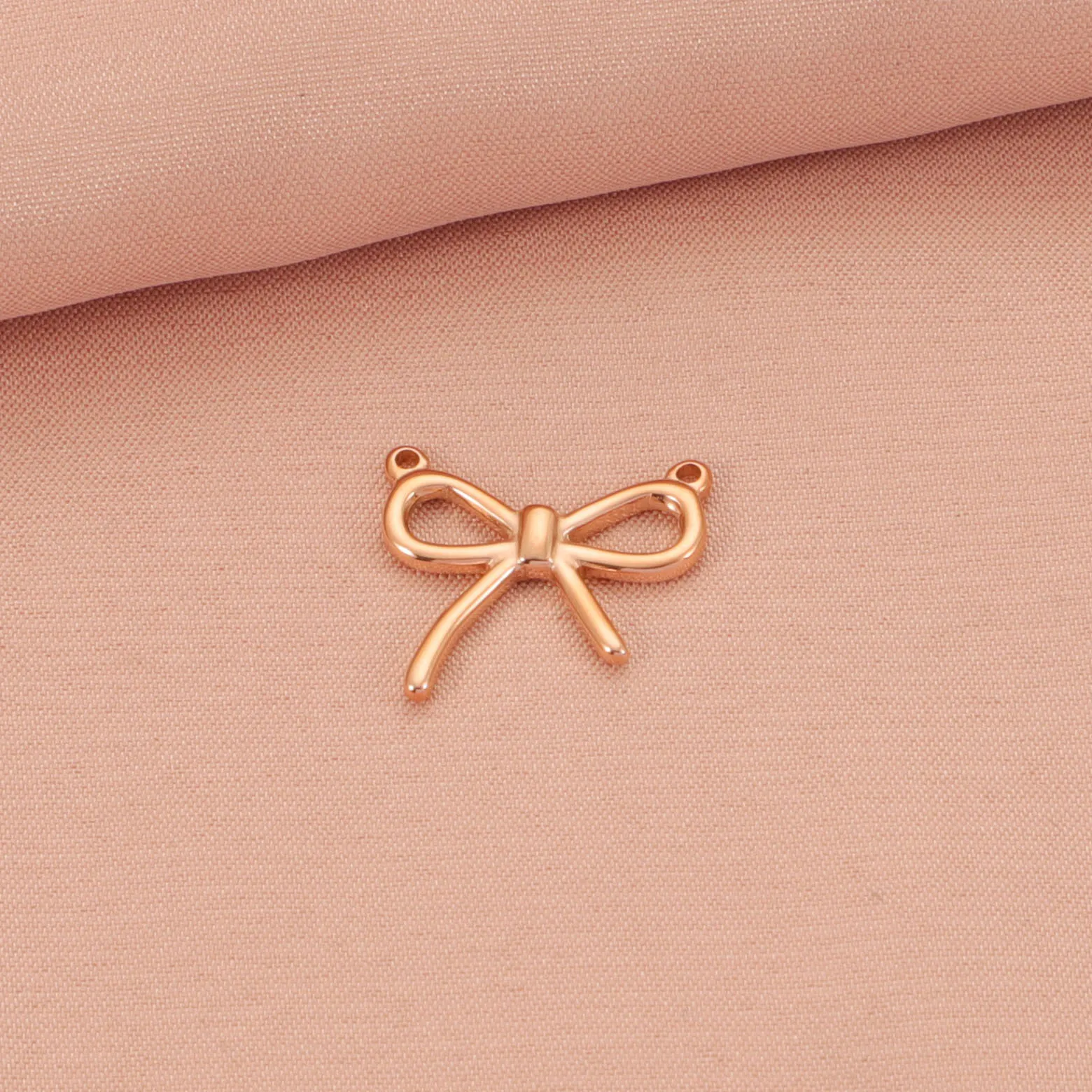 Wholesale titanium steel twist square tube small water drop bow high polish mirror effect jewelry pendant DIY jewelry making