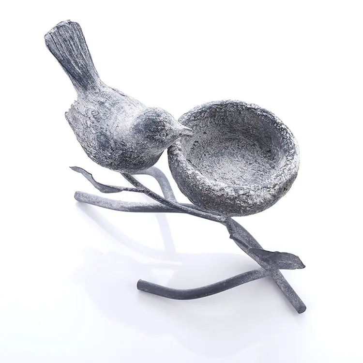 
Retro Home Decoration Table Central Decoration Resin Bird Country Style Iron Branch Wishing Candle Holder Grey Black 