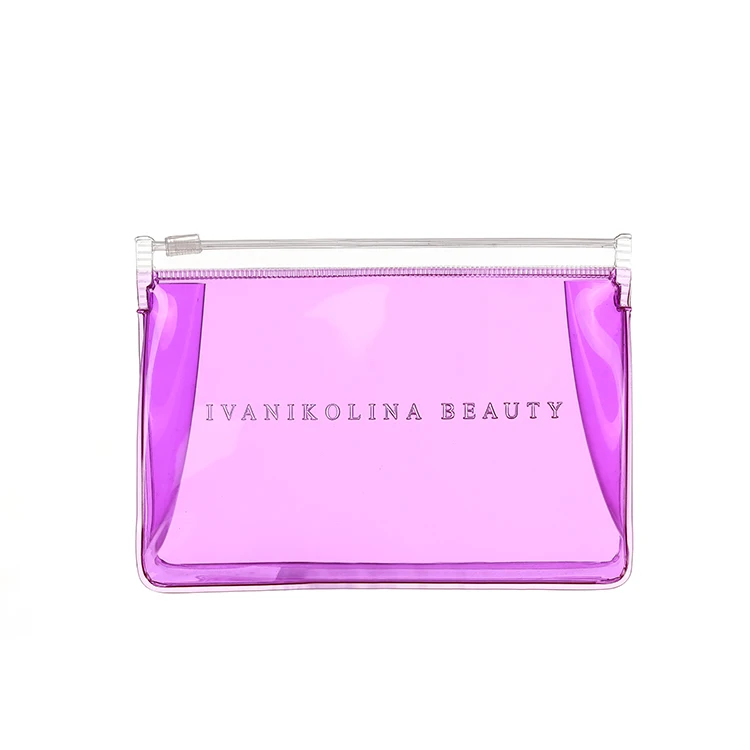 
Colorful Standup Embossed printing PVC bag with Zipper and slider for Cosmetics 