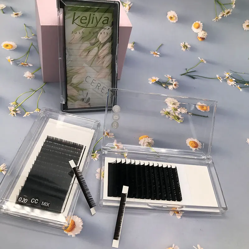 Full Volume C/D curl DIY lash extensions kit private label Natural Long eyelash extension Synthetic Hair lash extension tray