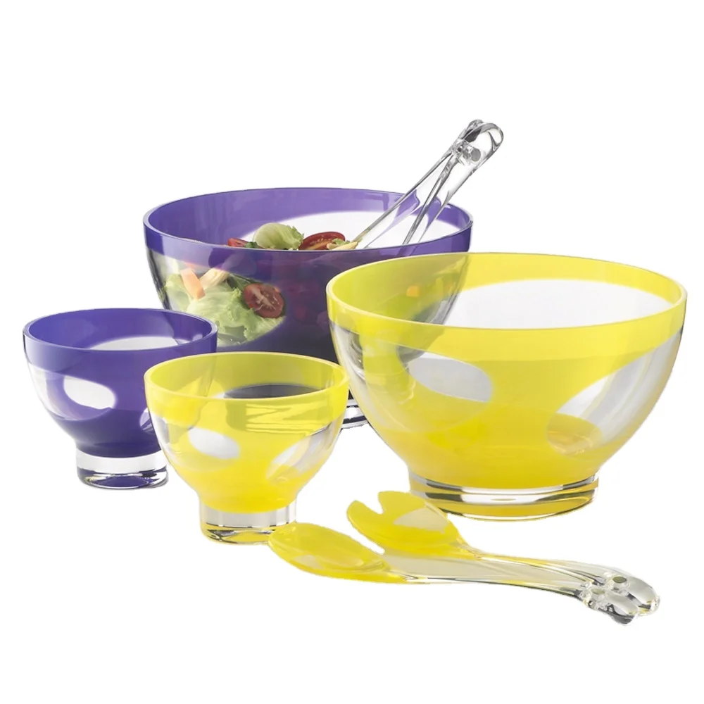 BPA free Plastic Acrylic Salad bowl with salad server