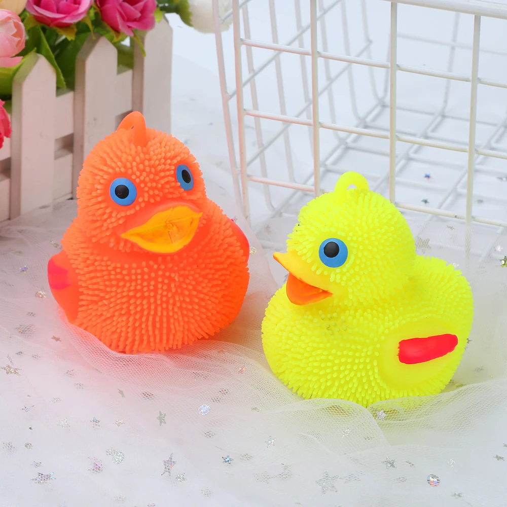 Factory Smile Face Puffer Animal Stress Ball Cute Color Duck Squishy Puffer Light Ball Kids Toy