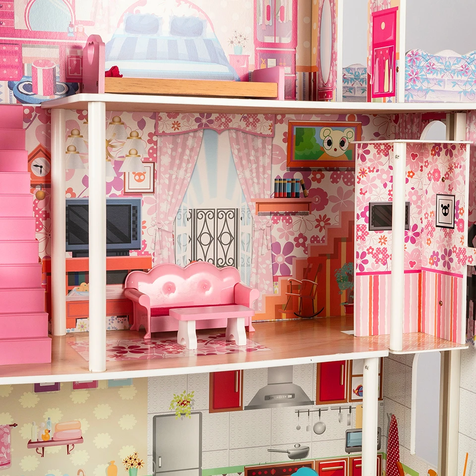 Wholesale Educational Furnitures Kids Wood Wooden Doll House for Girls