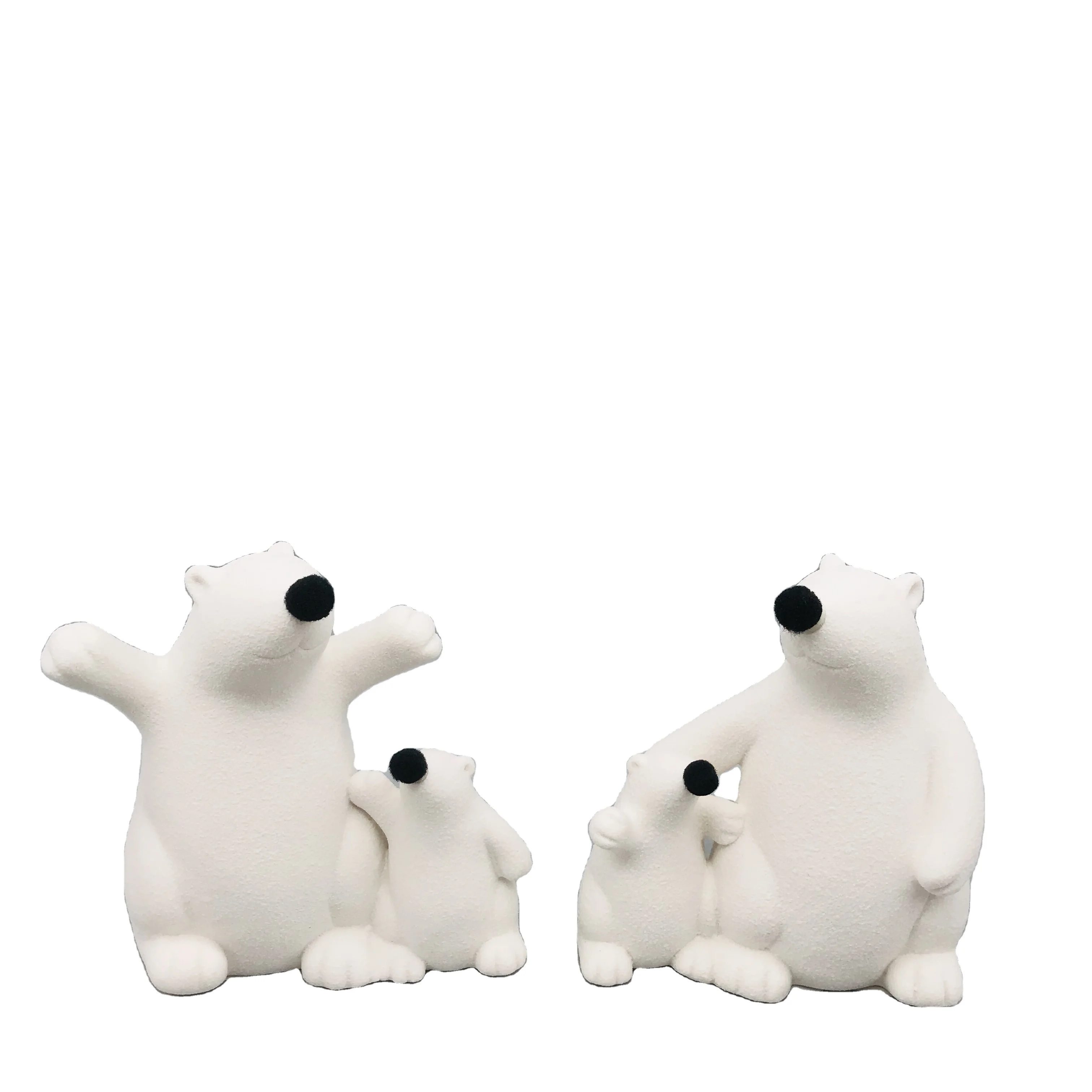 Good quality two cute white porcelain ceramic bear decoration