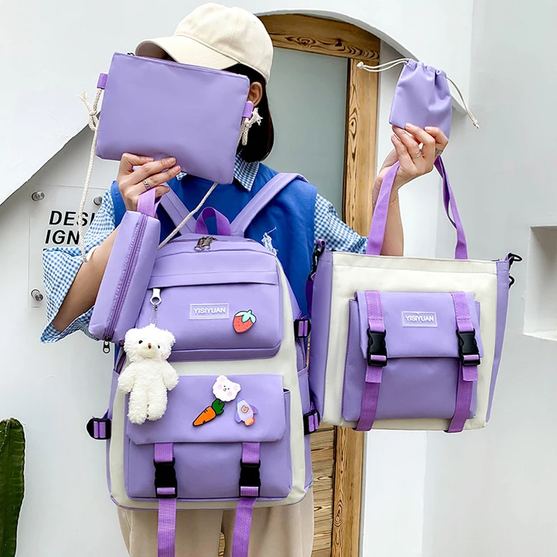 Custom New Canvas Casual School Female Kids Student Bags Backpack For Girls