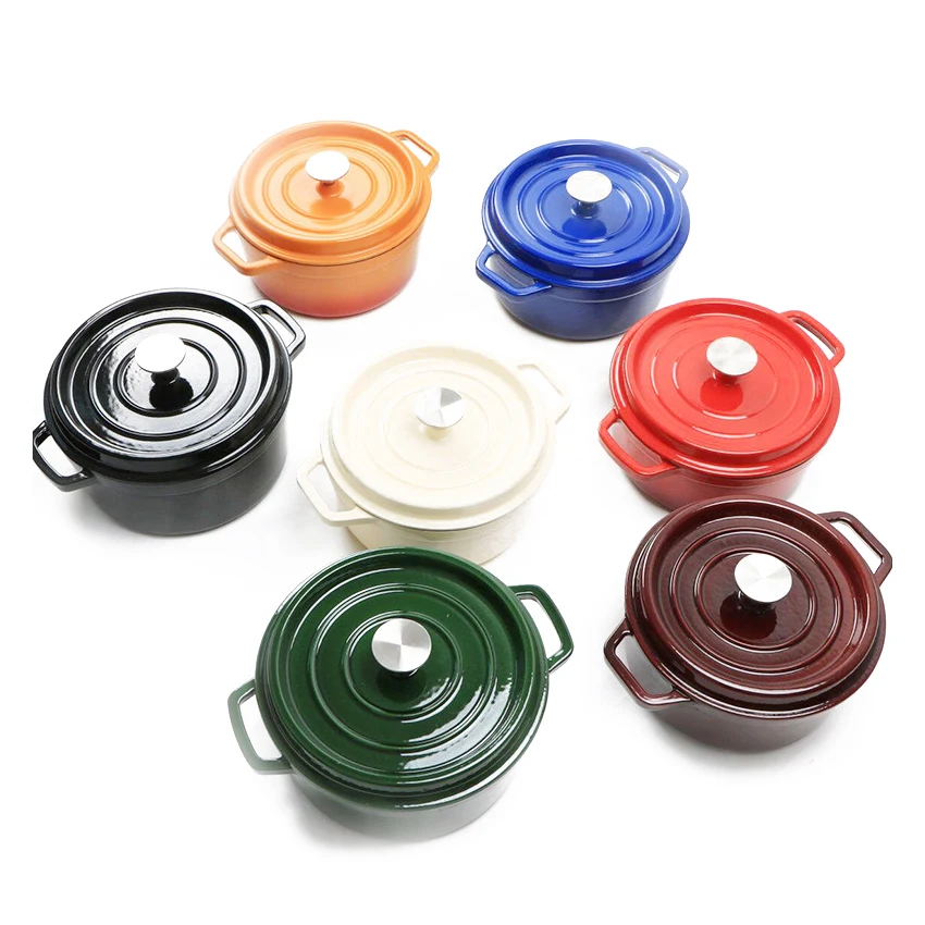 Custom colored nonstick enameled cast iron cookware set wholesale cooking pots casting iron pot set