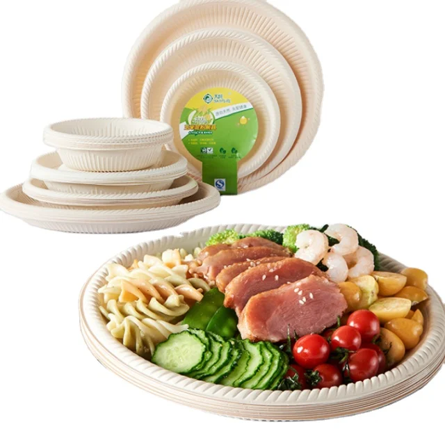 Environmentally Friendly Durable Thickened Disposable Tableware Set Biodegradable Disposable Dinner Plates and Saucers