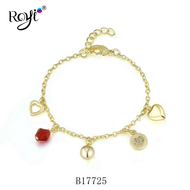 Simple Fashion Different Shape 14K Gold Plated Jewelry Crystal Bead Bracelets For Women
