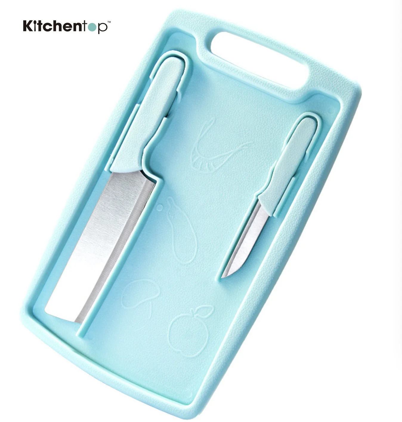 
eco-friendly wheat straw 3pieces kitchen knife with cutting board 