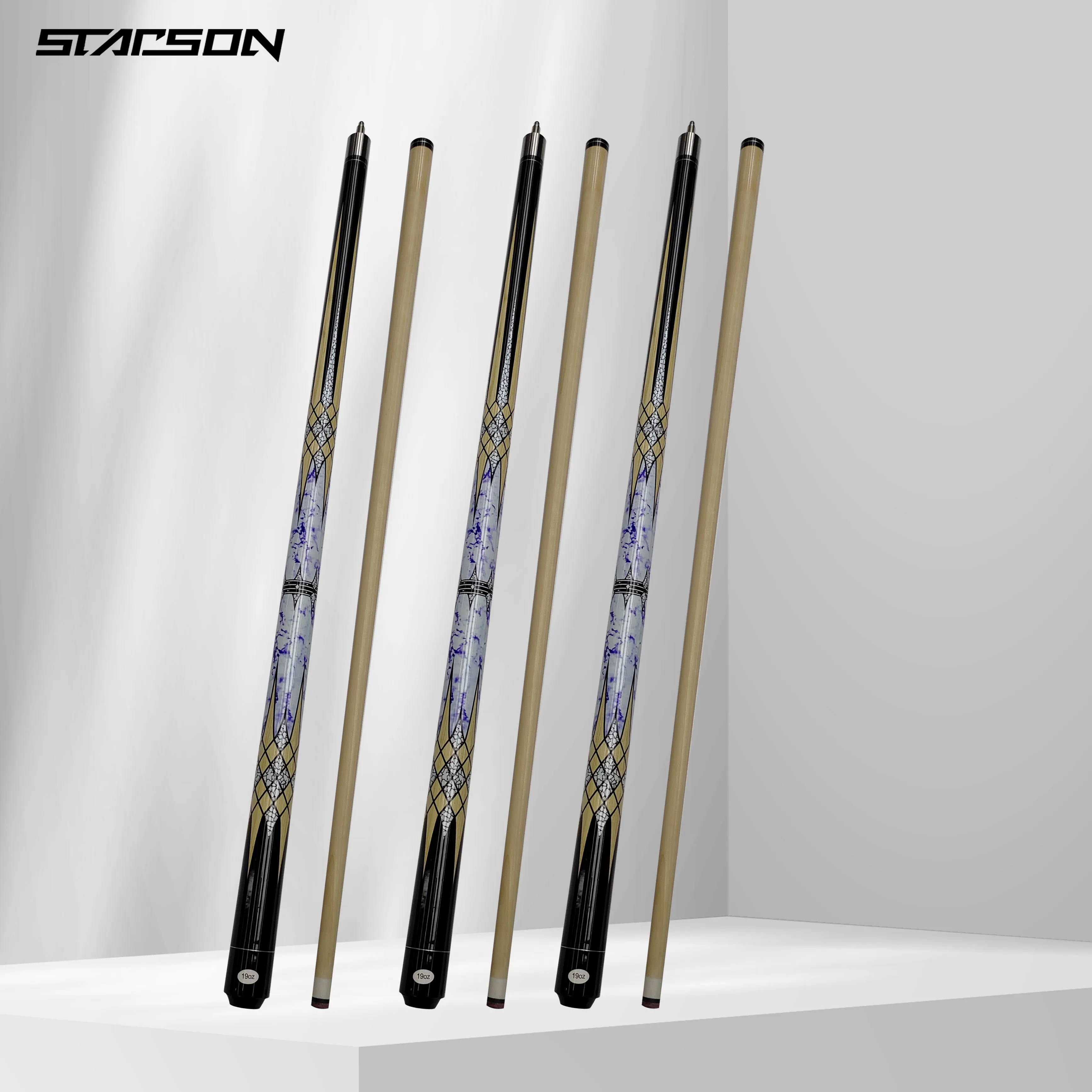 Wholesale Water Diamond Maple Wood Billiards Cues 13mm tip Double Section Fantasy Nine Ball Cues Pool Cues