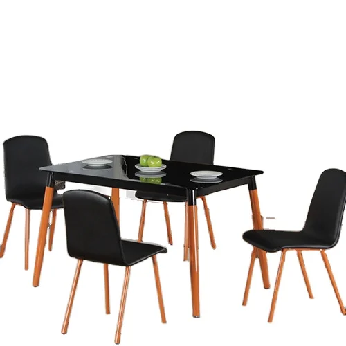 Оптовая продажа, обеденный набор JUST HOME, мебель, прямоугольное черное современное зеркало, стеклянный обеденный стол с 4 стульями