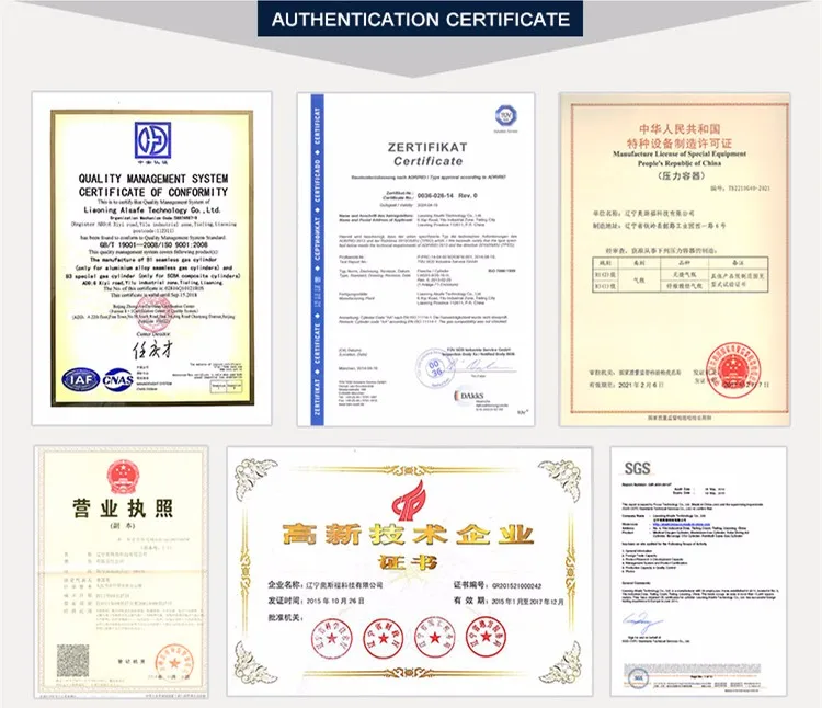 Alsafe Manufacturers carbon dioxide seamless cylinder Co2 industrial gas cylinders Bottle