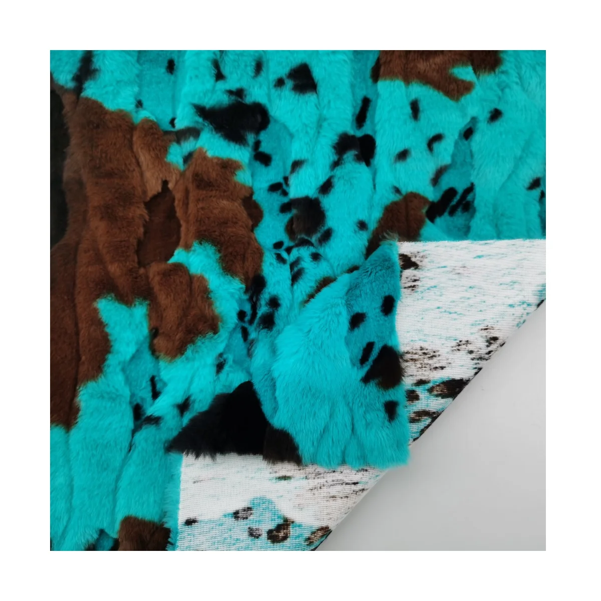 100% из полиэстера с принтом коровы искусственный мех кролика для одежды/домашнего текстиля/игрушек