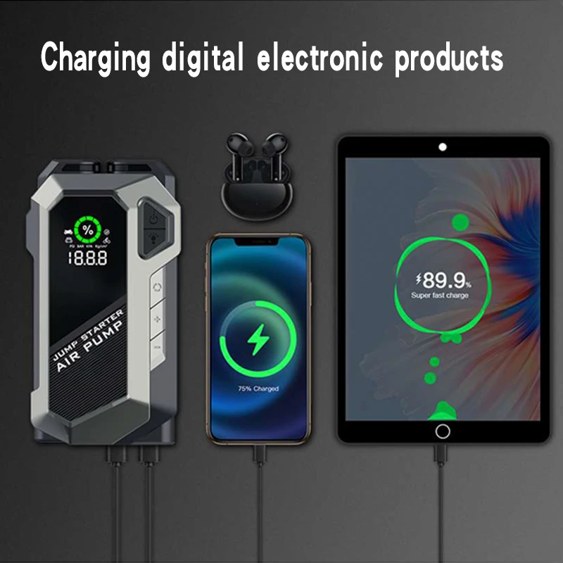 20000mAh Portable Car Jump Starter High Power Charger Starting Device Emergency Tool Multi-Function Battery 12V