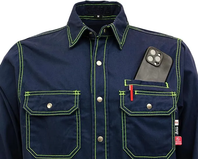 7.5oz FR Clothing Snaps Down FRC Jacket Fire Retardant Shirts Water Repellent Flame Resistant
