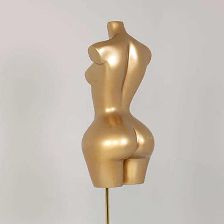 women curvy Mannequin dress form FiberGlass size big hips bust BBL half body mannequins female torso golden wheel stand