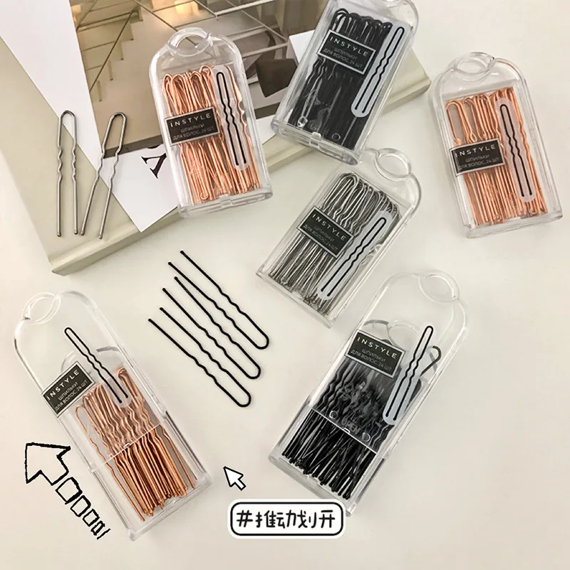 24pcs/box Wholesale black bobby pins simple hairpin invisible disc kid hair headdress