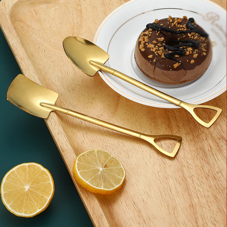 Creative lovely square head coffee ice cream spoon shovel shape ice cream spoon steel