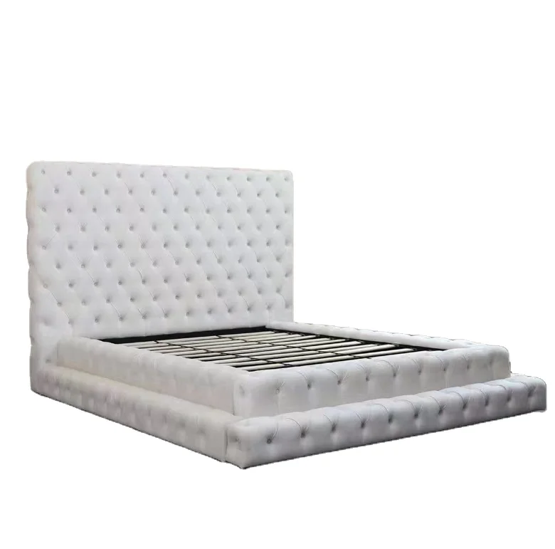 Мебель для дома кровать с изголовьем под заказ деревянная современная роскошная мебель для спальни Королевский размер белые комплекты для кровати