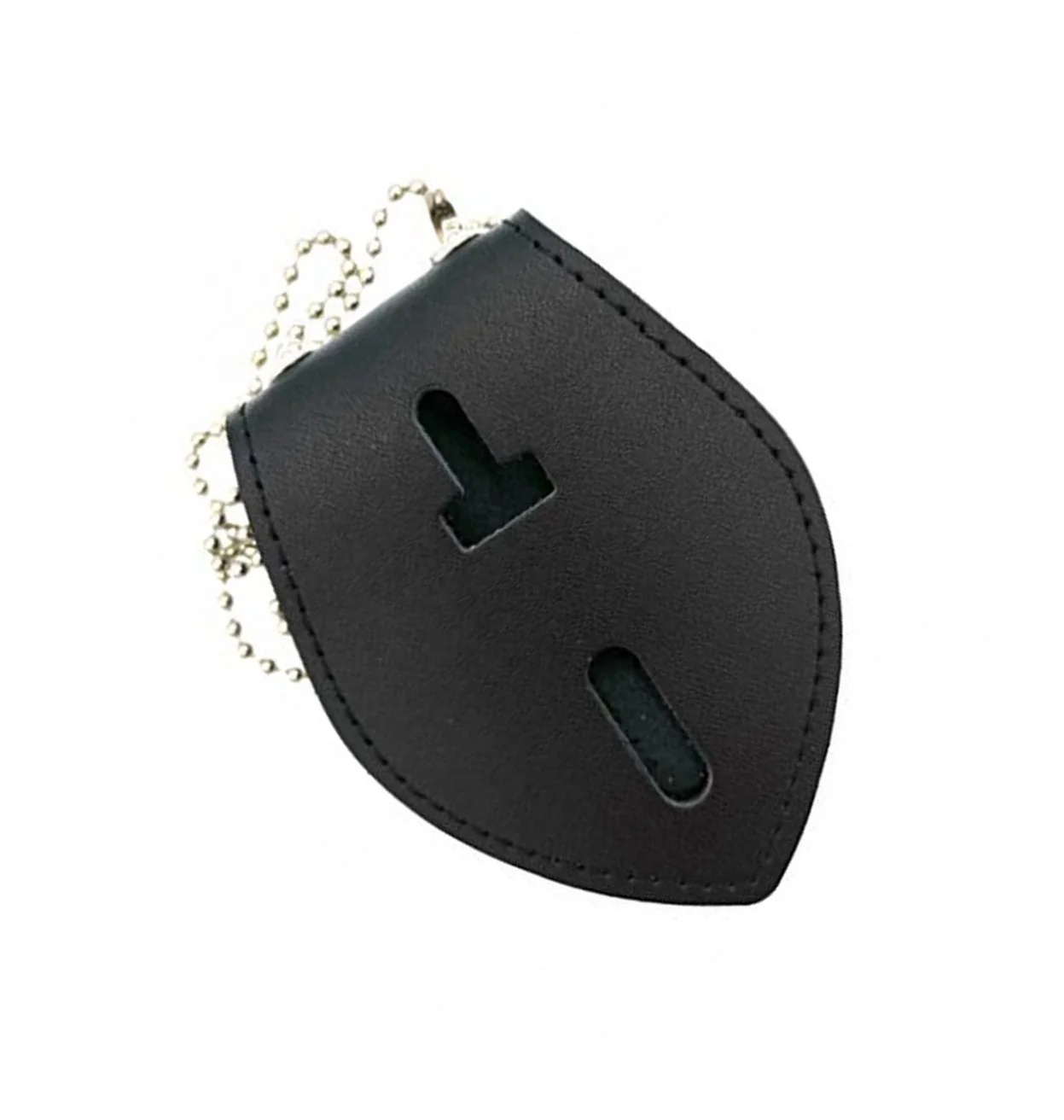 Black US Detective Badge Leather Holder Belt Clip Necklace Ball Chain