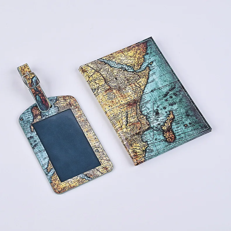 Fashion Starry Sky PU Leather Color Printing Travel Luggage Tag Passport Holder Cover Set For Men and Women