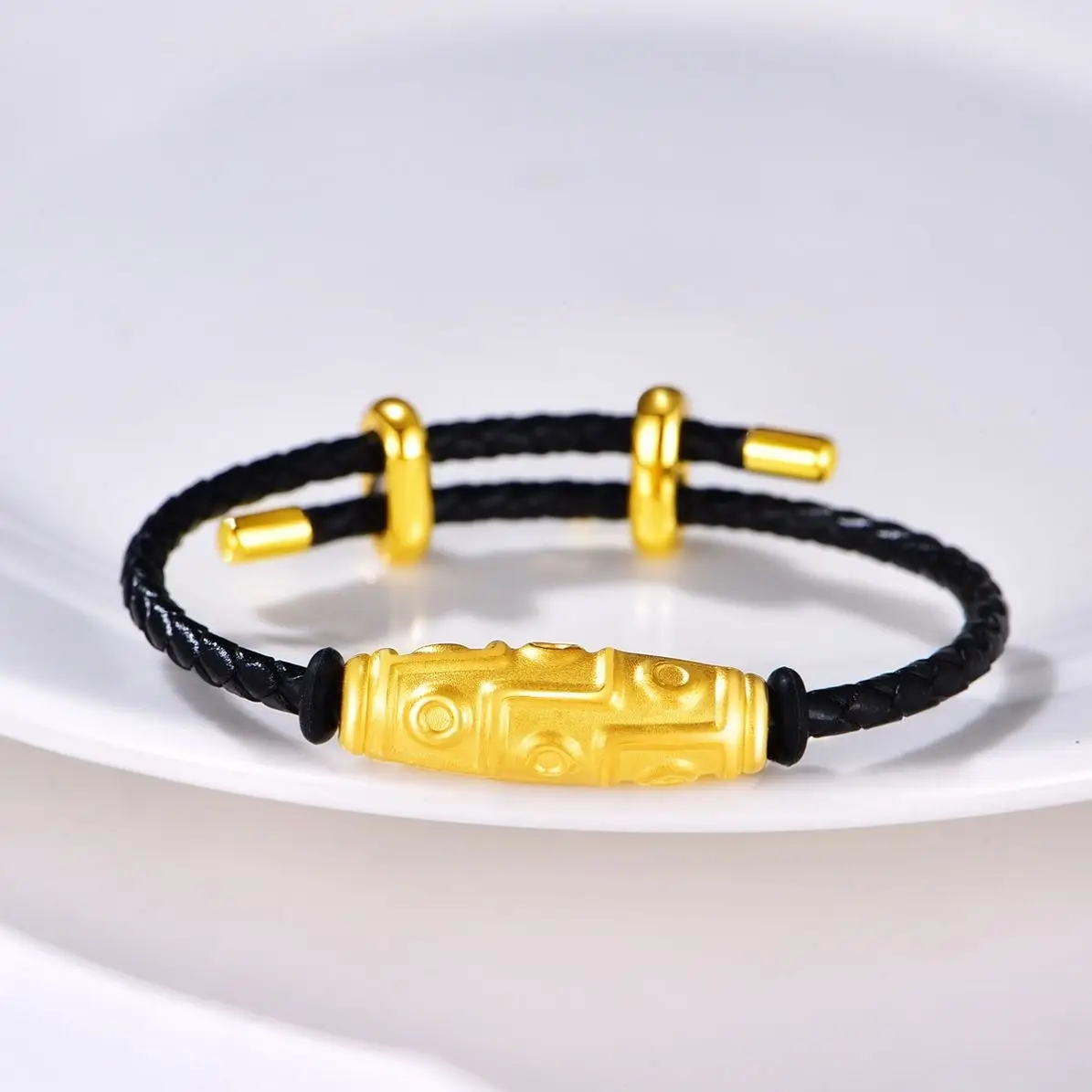 China 18K 25K Nine Eyes Tibet Bracelet Thigh High Pattern Lucky Beads Necklace Gold For Men And Women