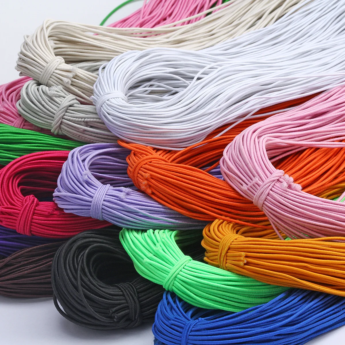 1mm DIY Round Braided elastic Cord for Jewelry Bracelets Making rubber cored round elastic rope braiding polyethylene elastic