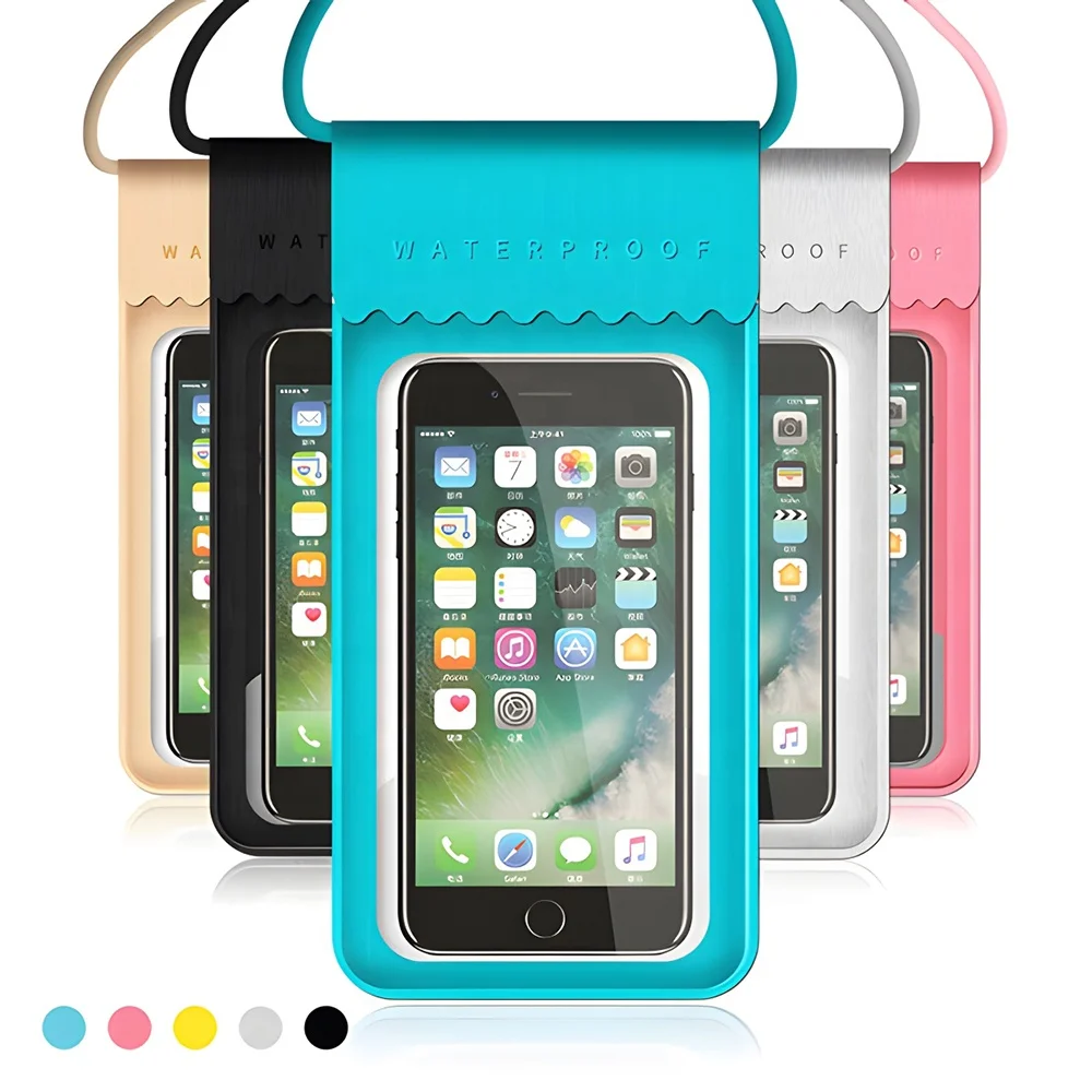 Black 2 Layer Seal Waterproof Phone Case IPX8 Underwater 30m Double Folded Waterproof Mobile Phone Bag Pouch