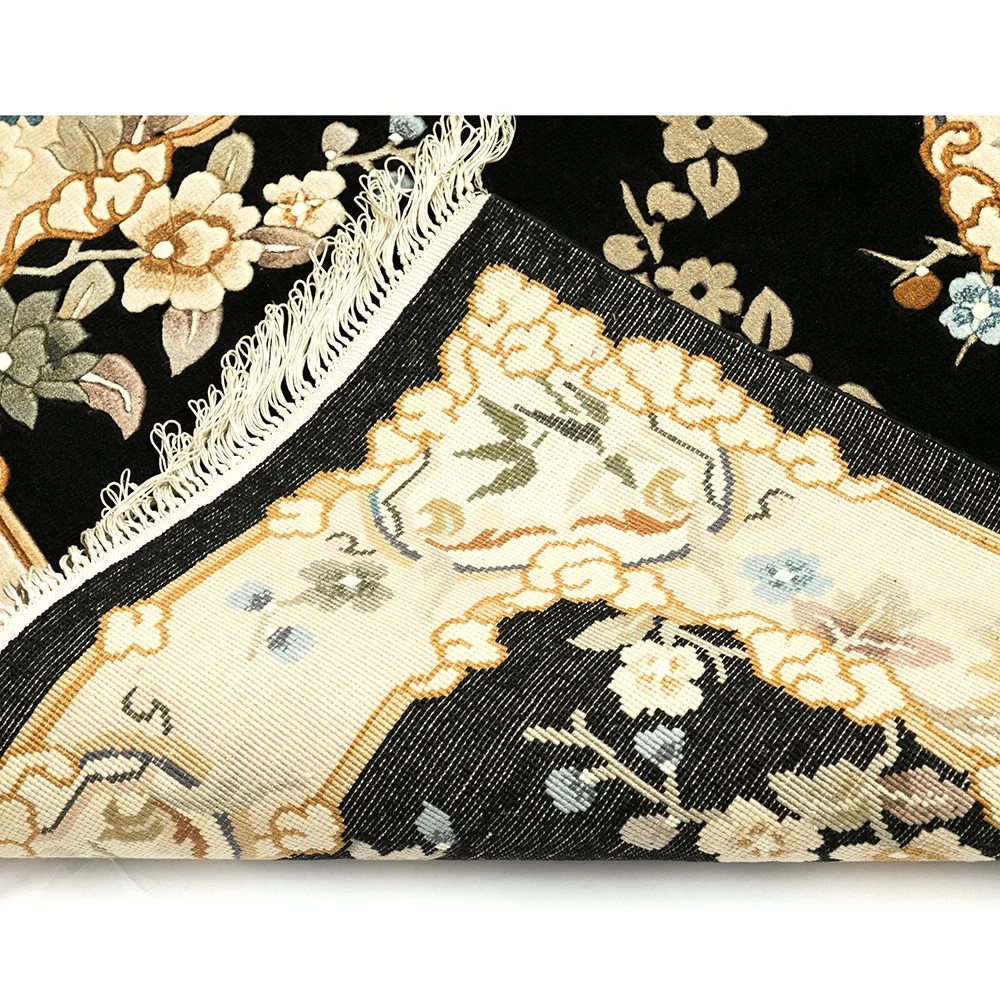 Ковер и ковер из чистого шелка в китайском стиле желтый черный Шанхай 3 Х5